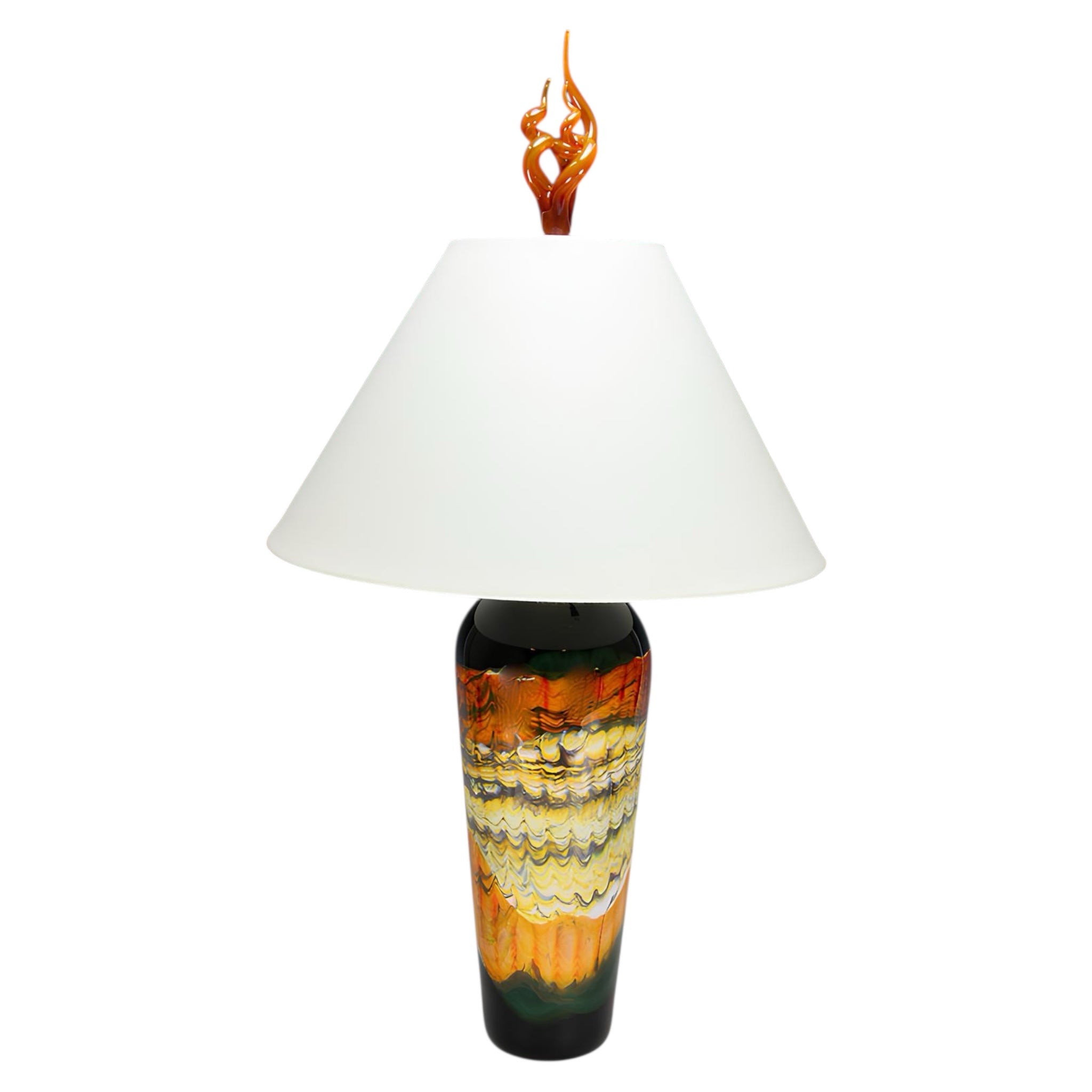 Amber Glass Finial Table Lamp - Handcrafted Sculpture Meets Functional Light