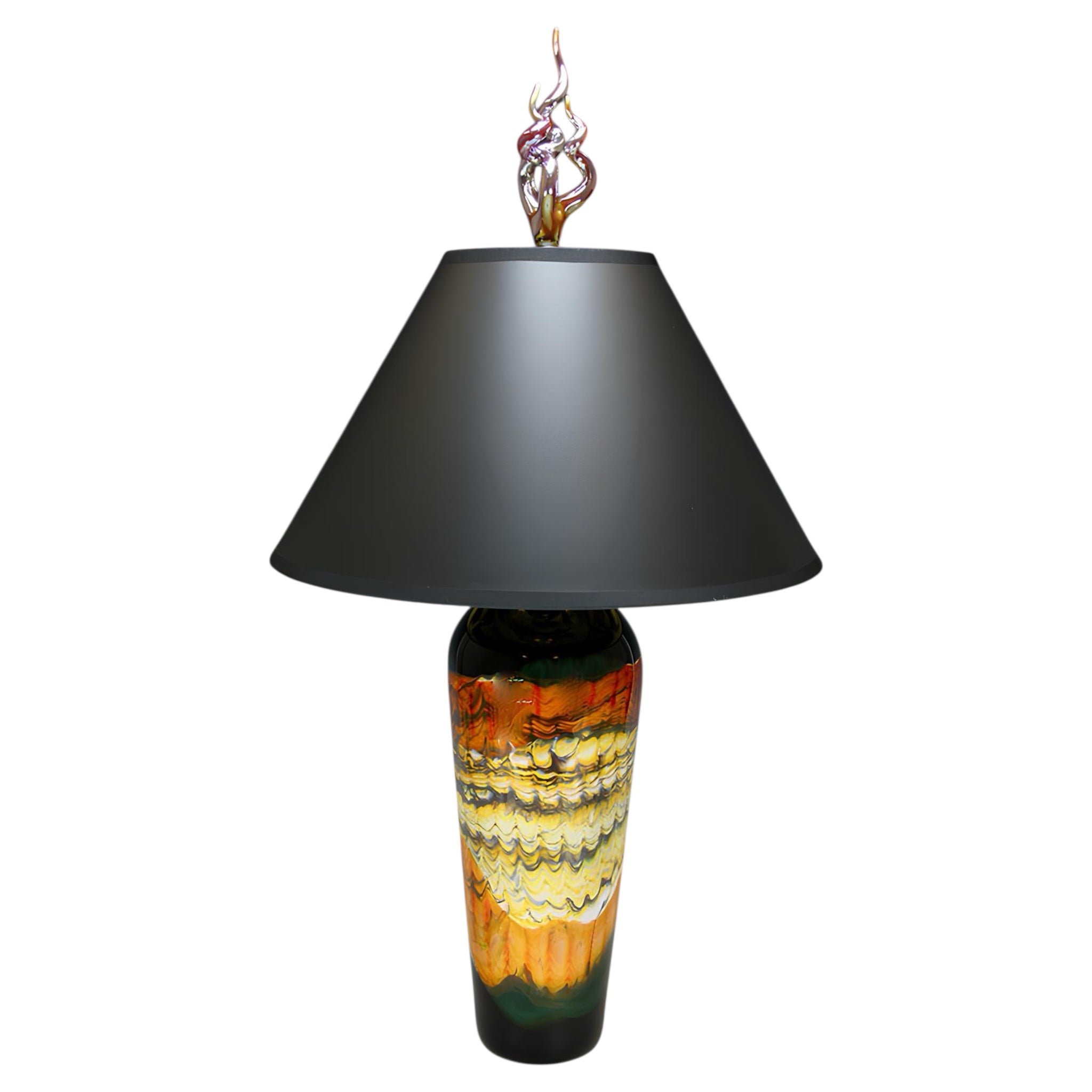 Amber Glass Finial Table Lamp - Handcrafted Sculpture Meets Functional Light
