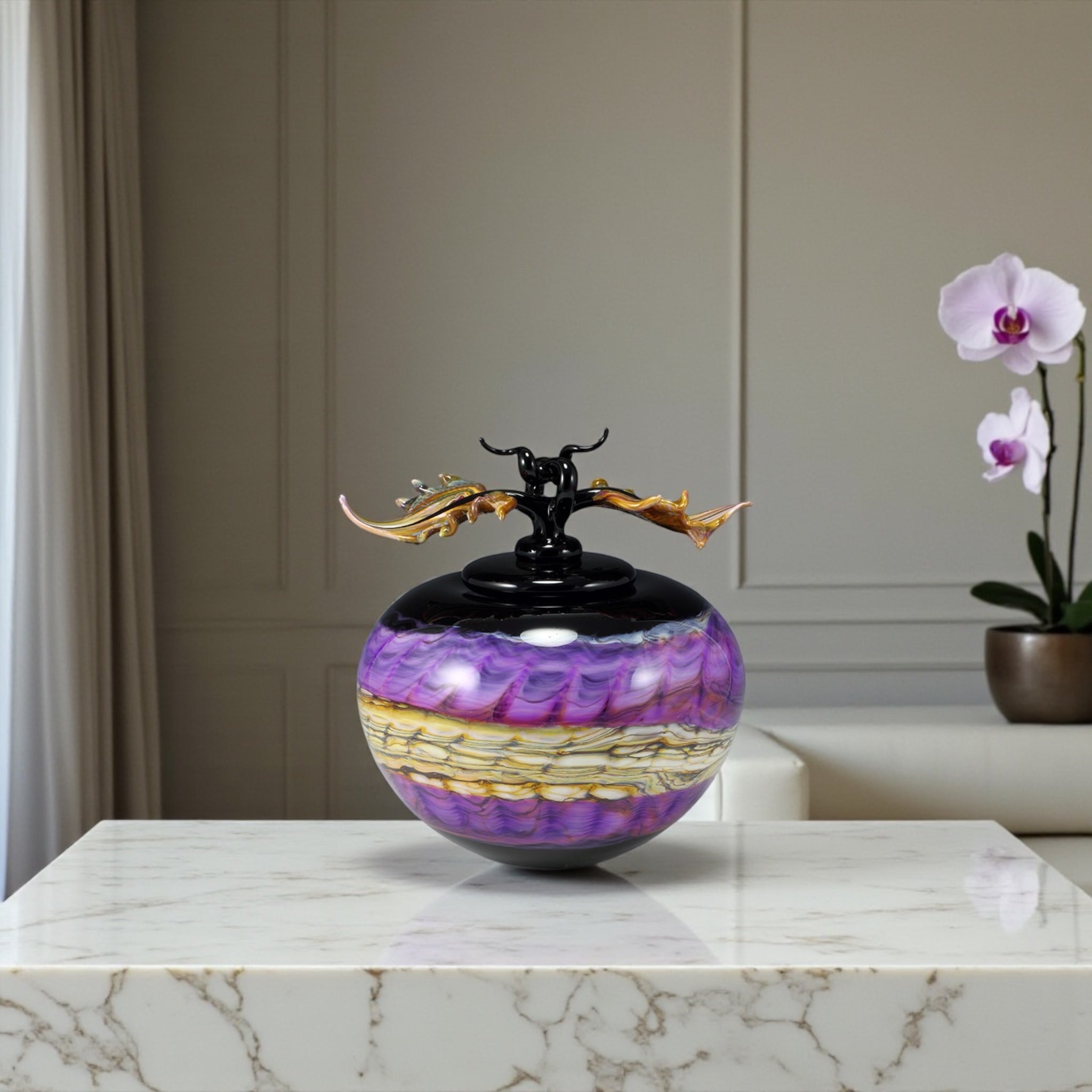 Amethyst Opal Covered Sphere with Avian Finial