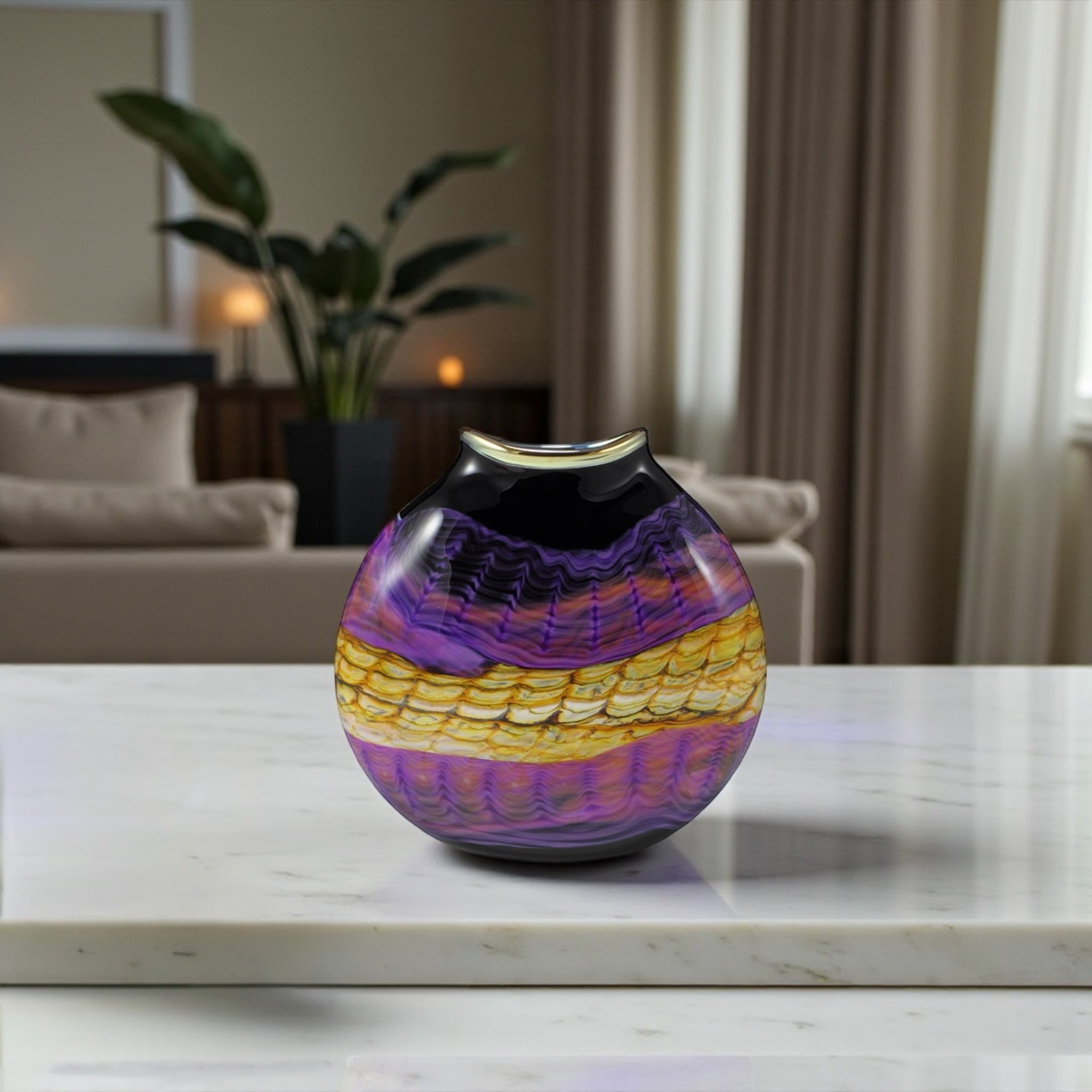 Amethyst Opal Flatten Vessel