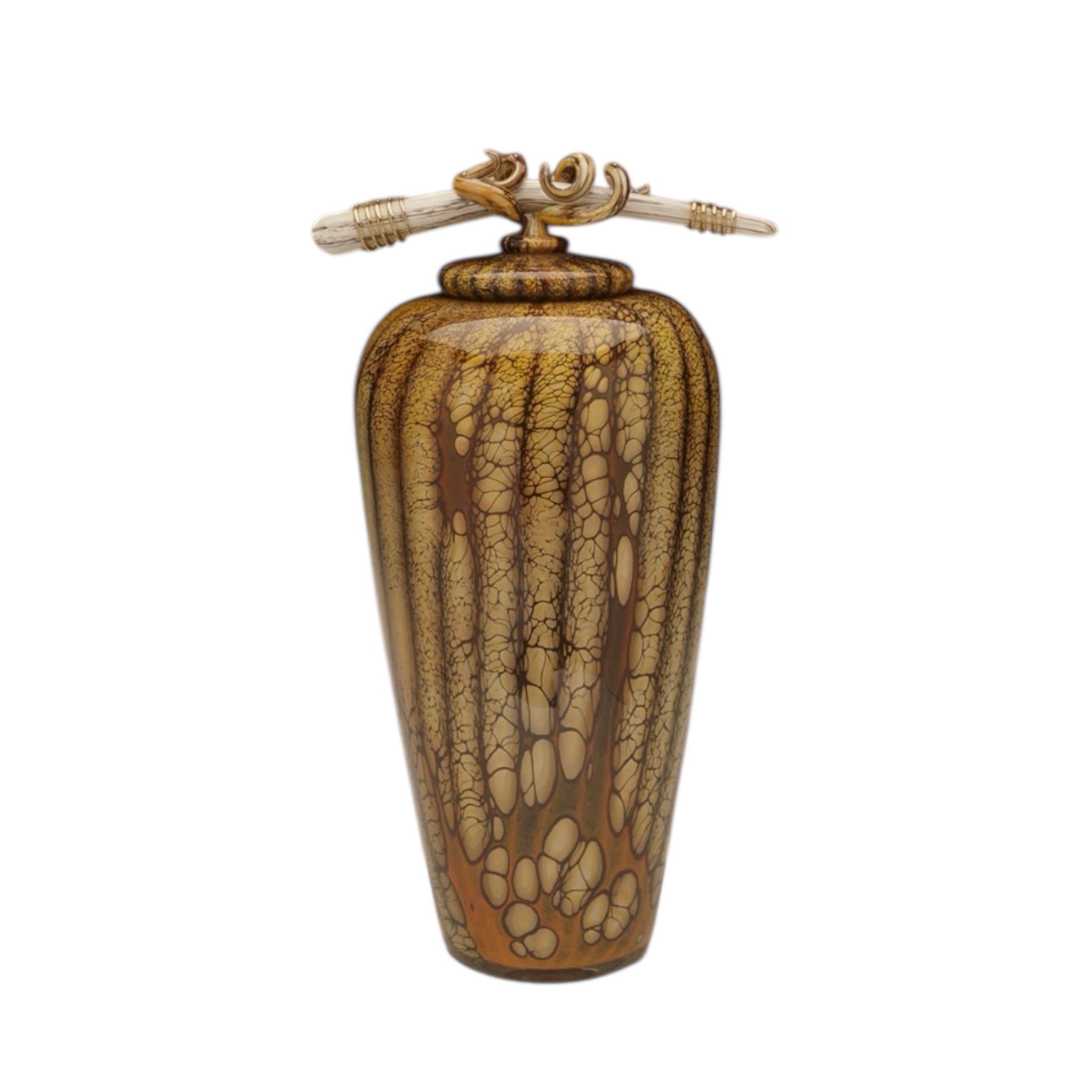 Batik Covered Jar with Bone & Tendril Finial