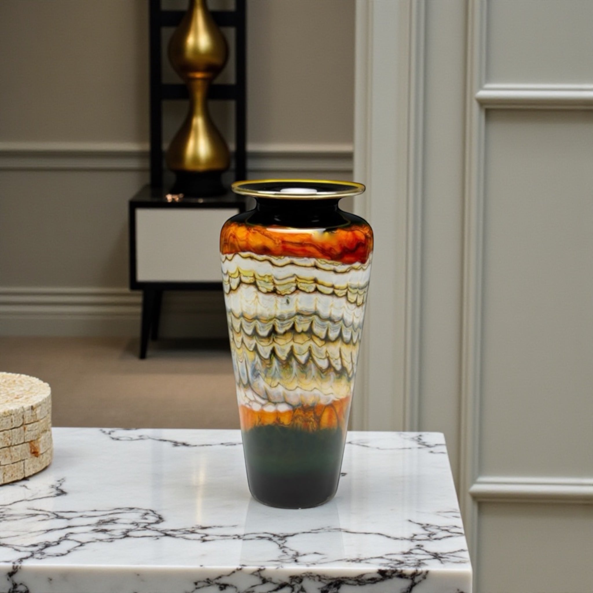 Black Opal With Tangerine Urn