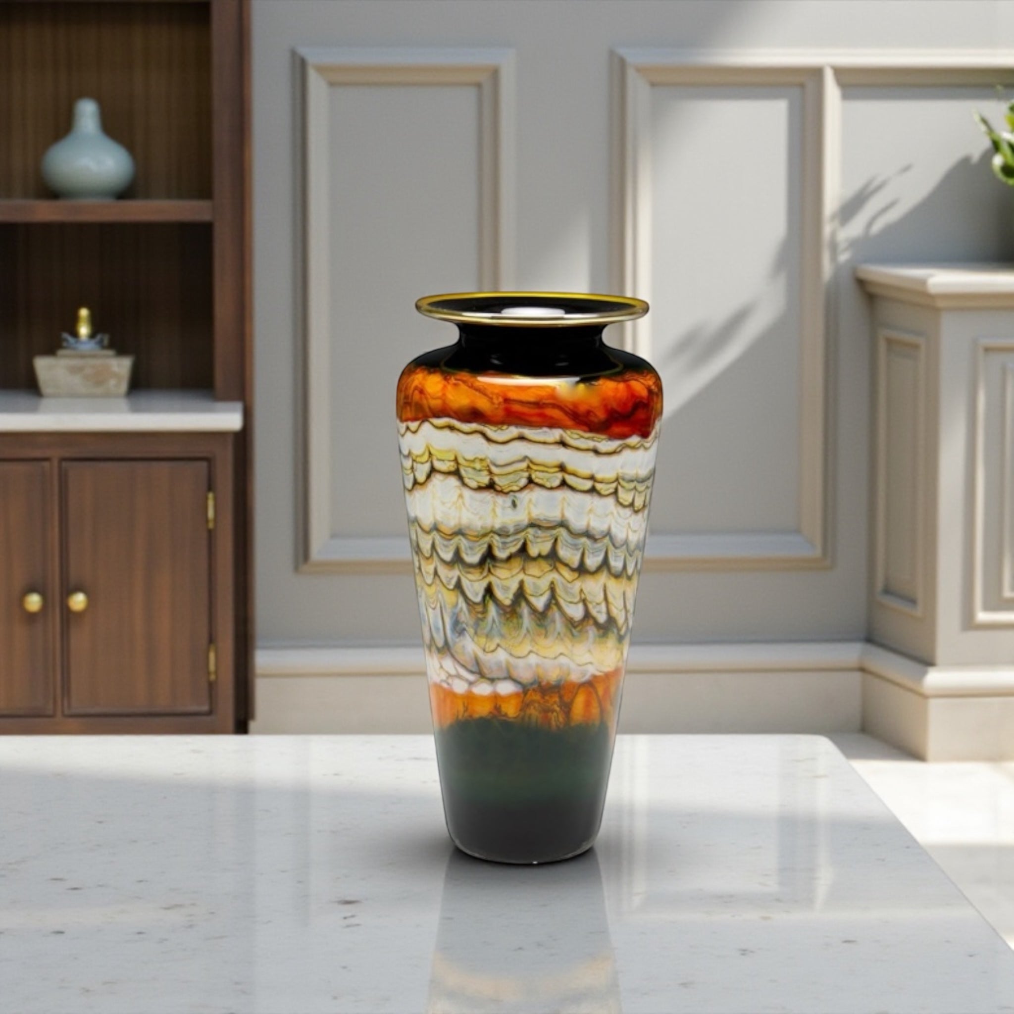 Black Opal With Tangerine Urn