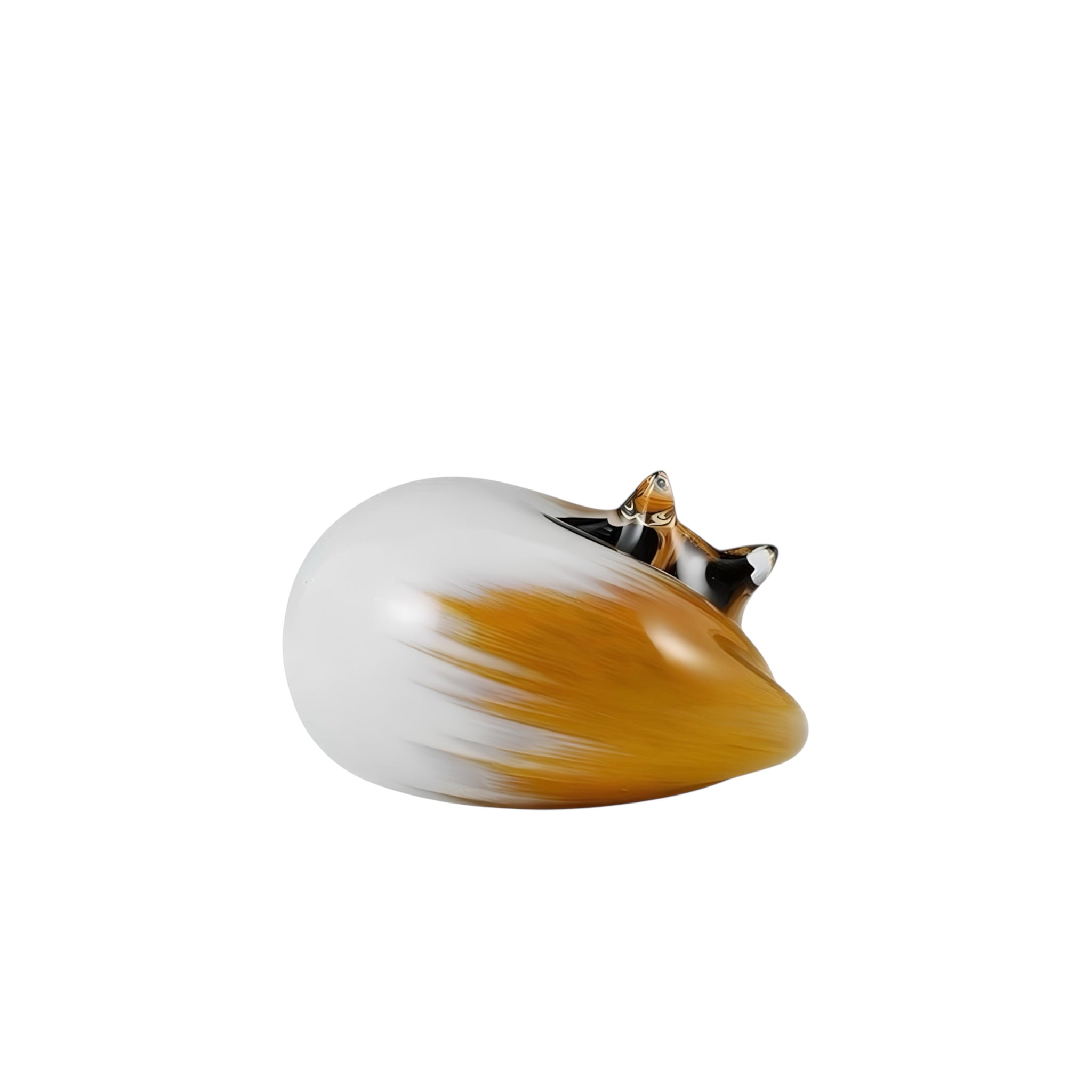 Calico Sleeping Cat with White Body and Marmalade Face and Tail