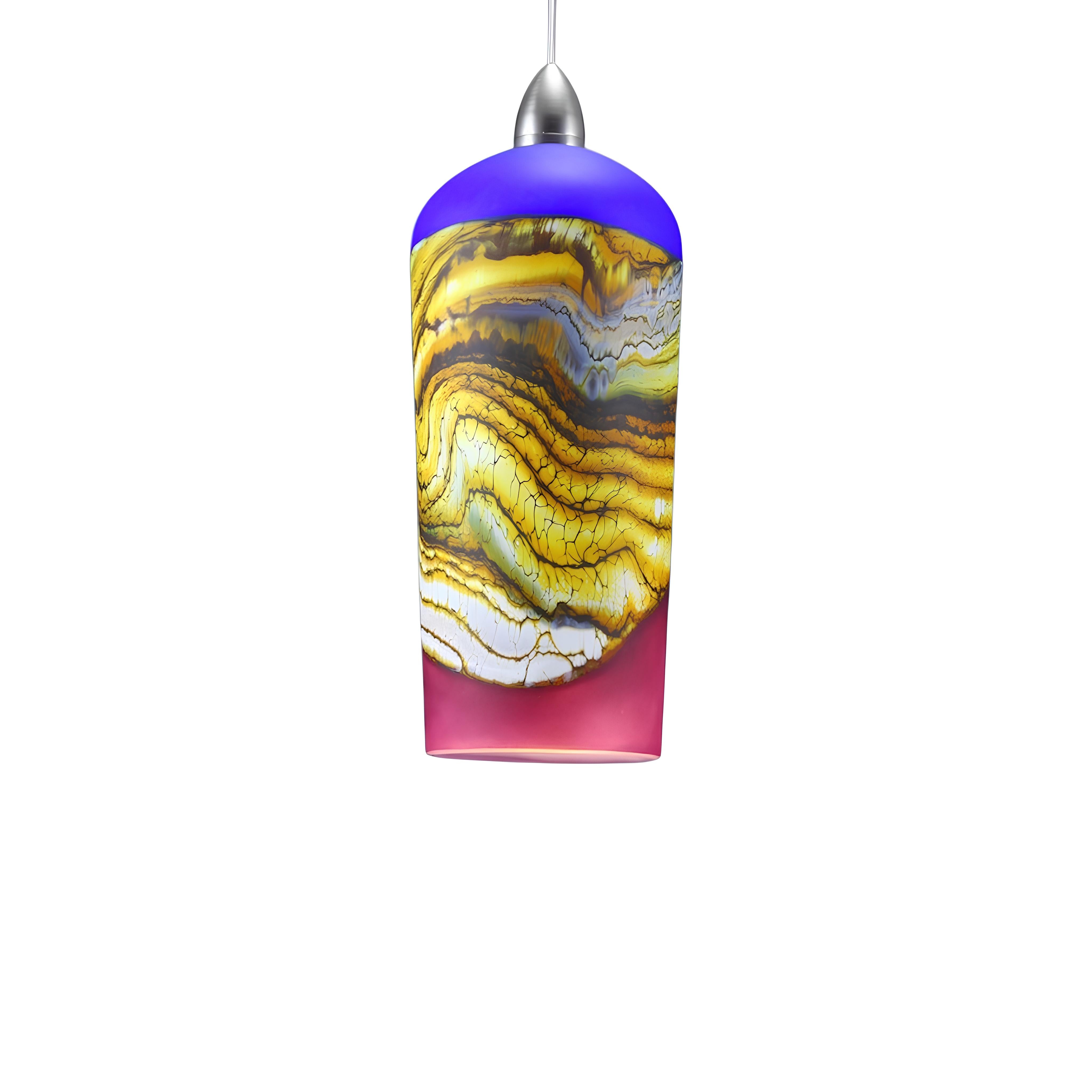 Cylindrical Strata Pendant in Cobalt & Red Amethyst