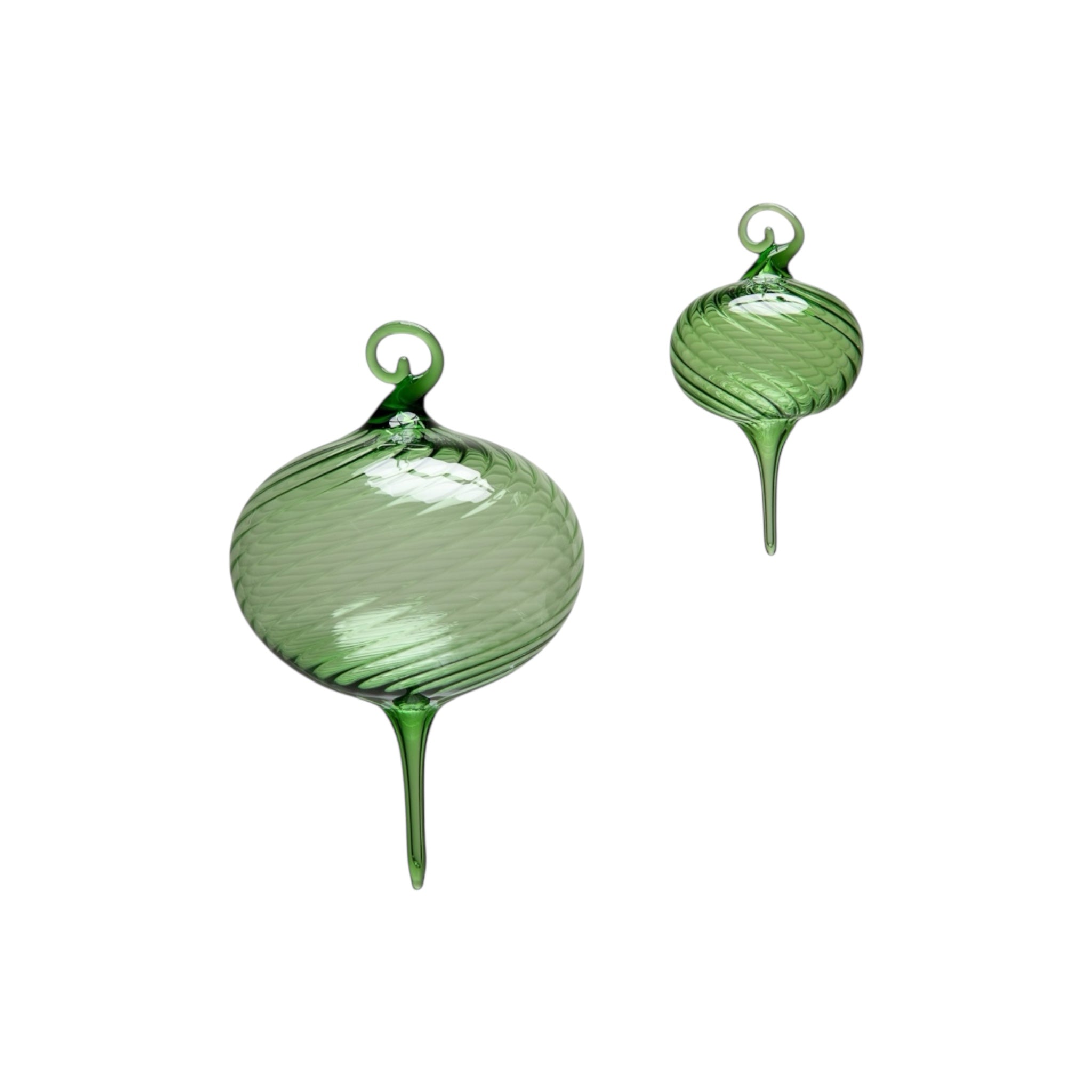Evergreen Optic Twist Ornament – Hand-Blown Glass Ornament