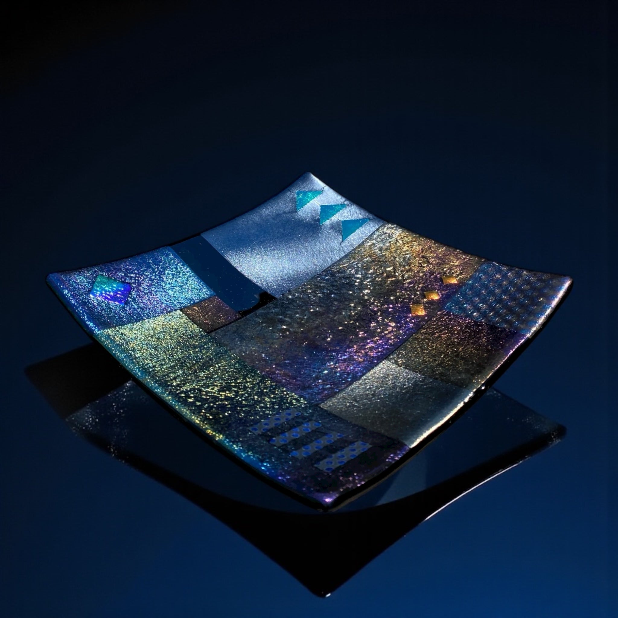 Fused Glass Plate - Geometric Design