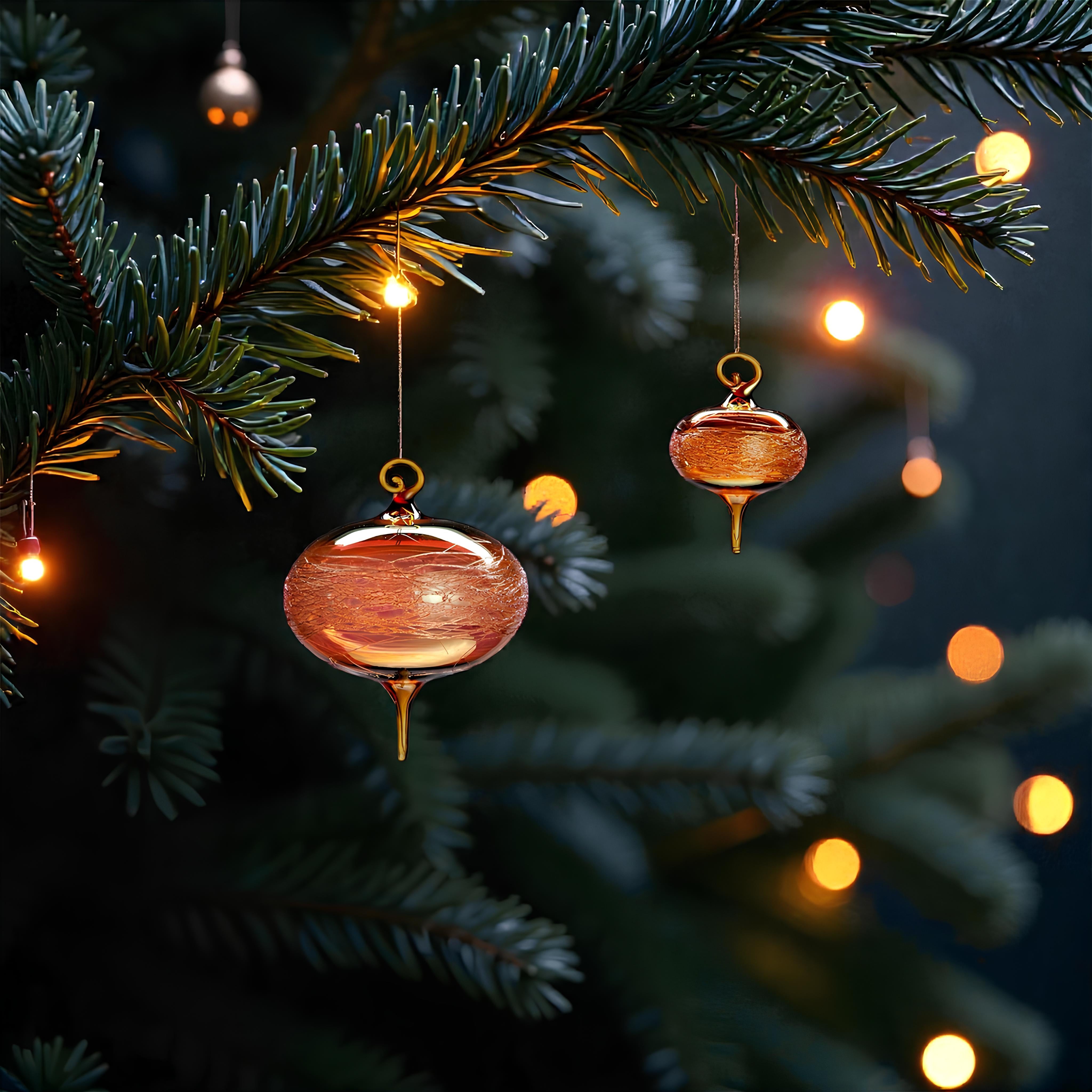 Gold Honey Amber Wrap Twist Ornament – Hand-Blown Glass Ornament