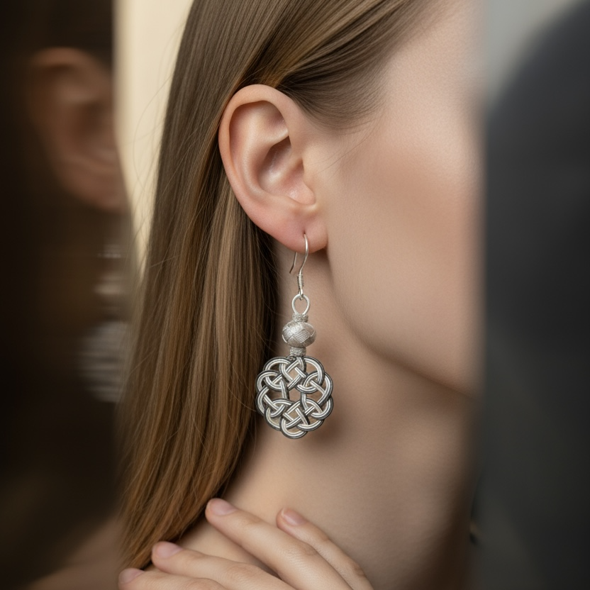 Hand Woven Silver Kazaz Earring