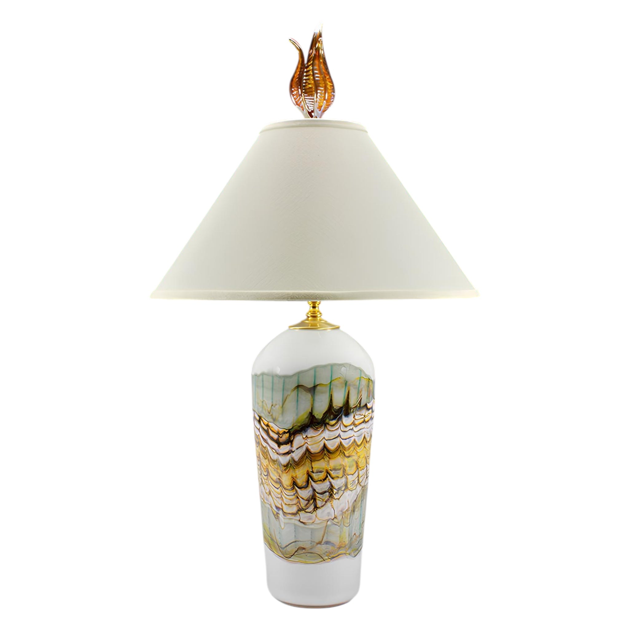 Opal Art Glass Table Lamp - Handcrafted Sculpture Meets Functional Light