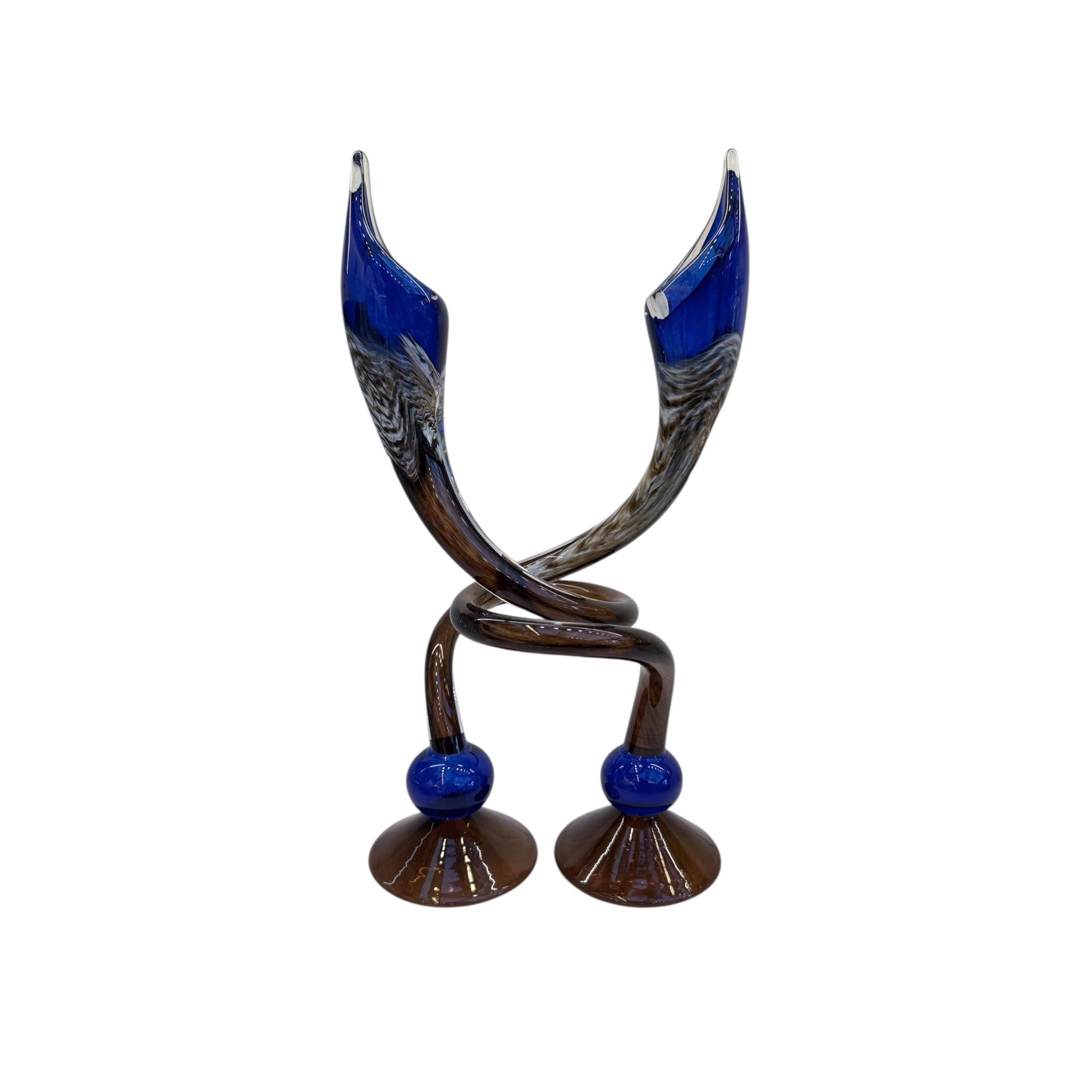 Brown & Cobalt Swirly Candle Stick