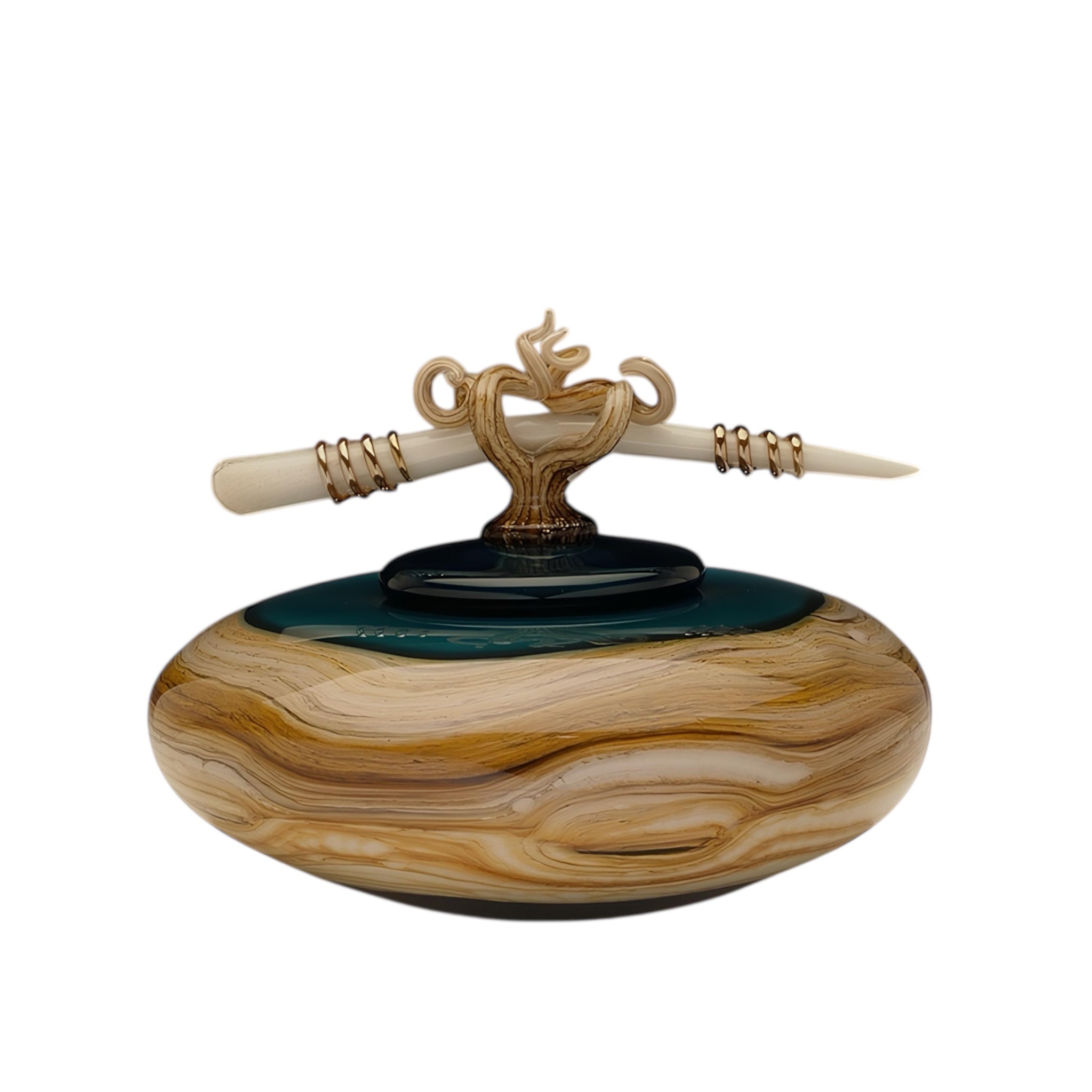 Sage Strata Bowl with Bone & Tendril Finial