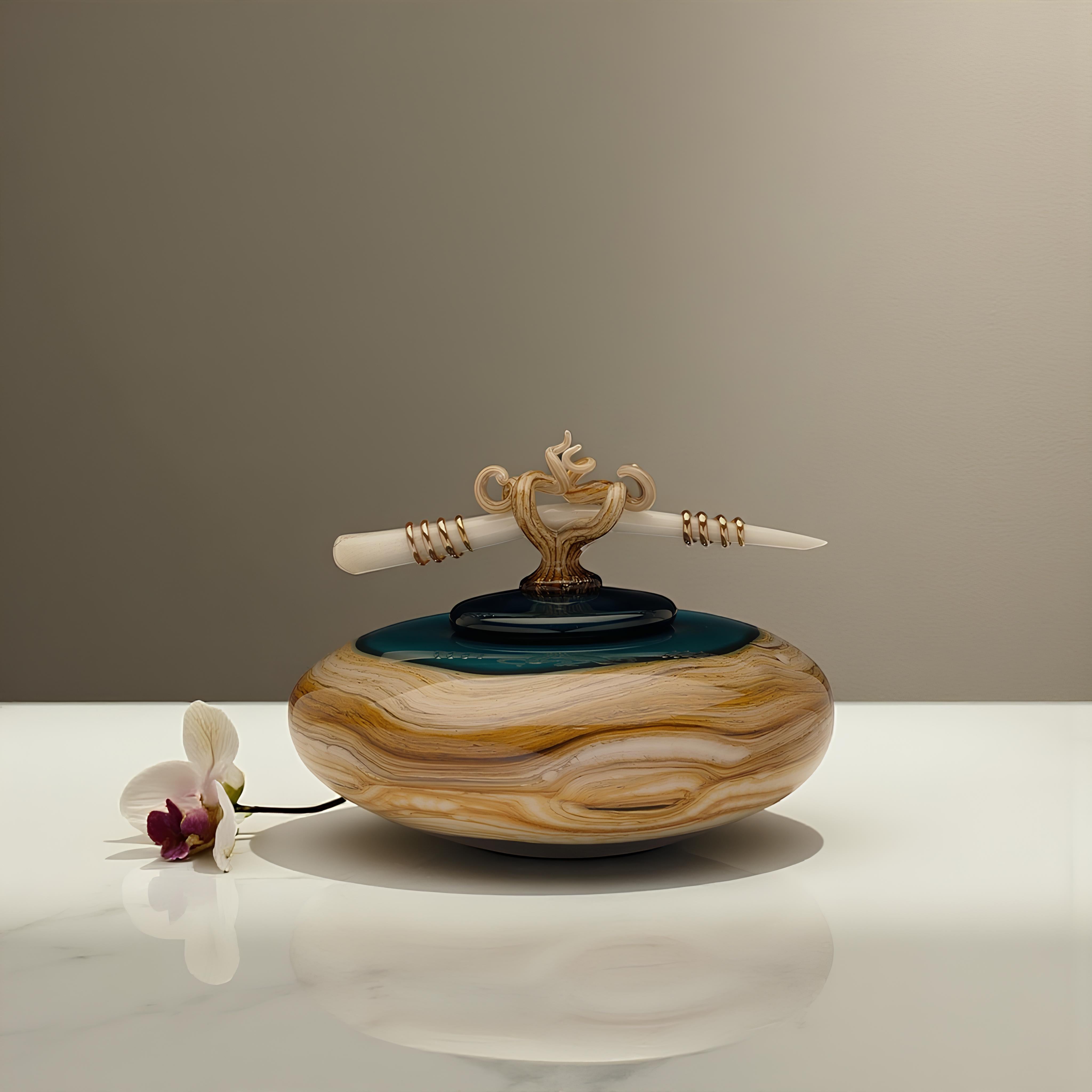 Sage Strata Bowl with Bone & Tendril Finial