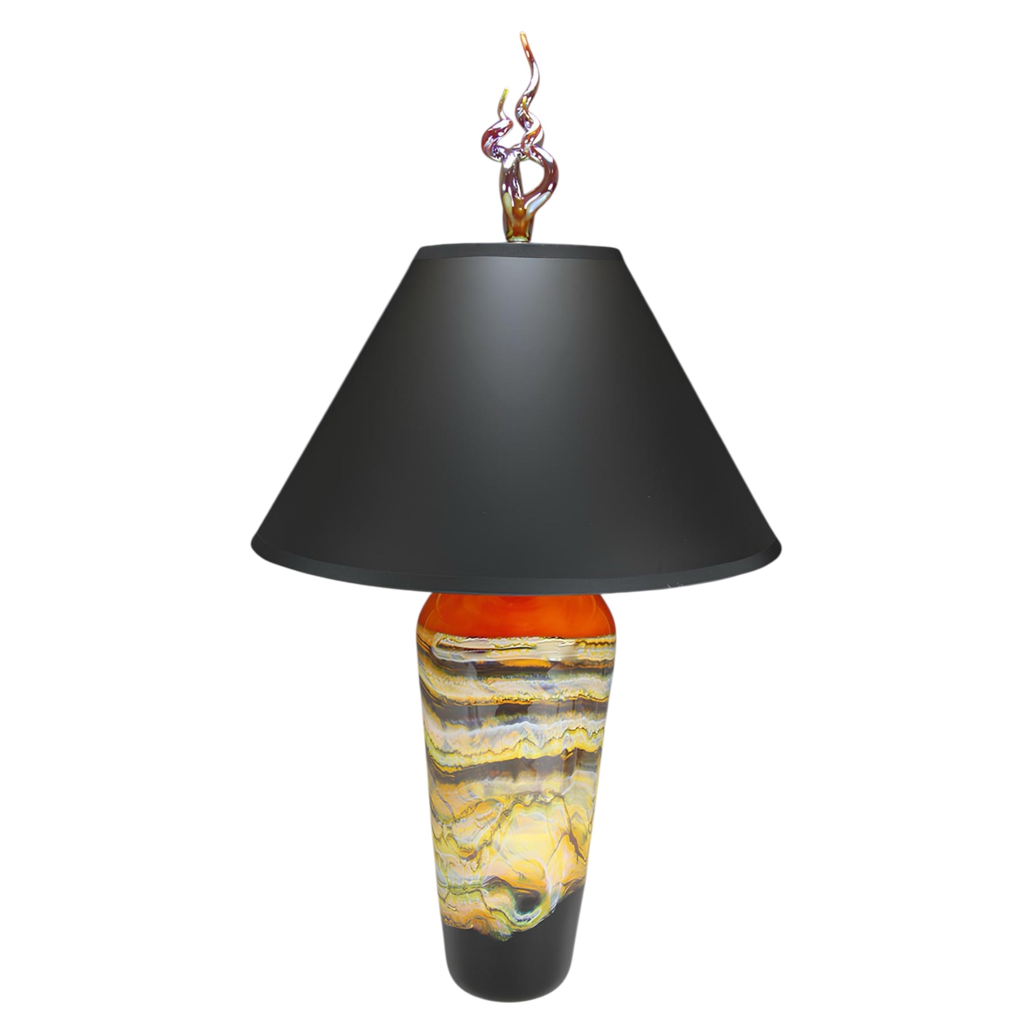 Amber Glass Finial Table Lamp - Handcrafted Sculpture Meets Functional Light