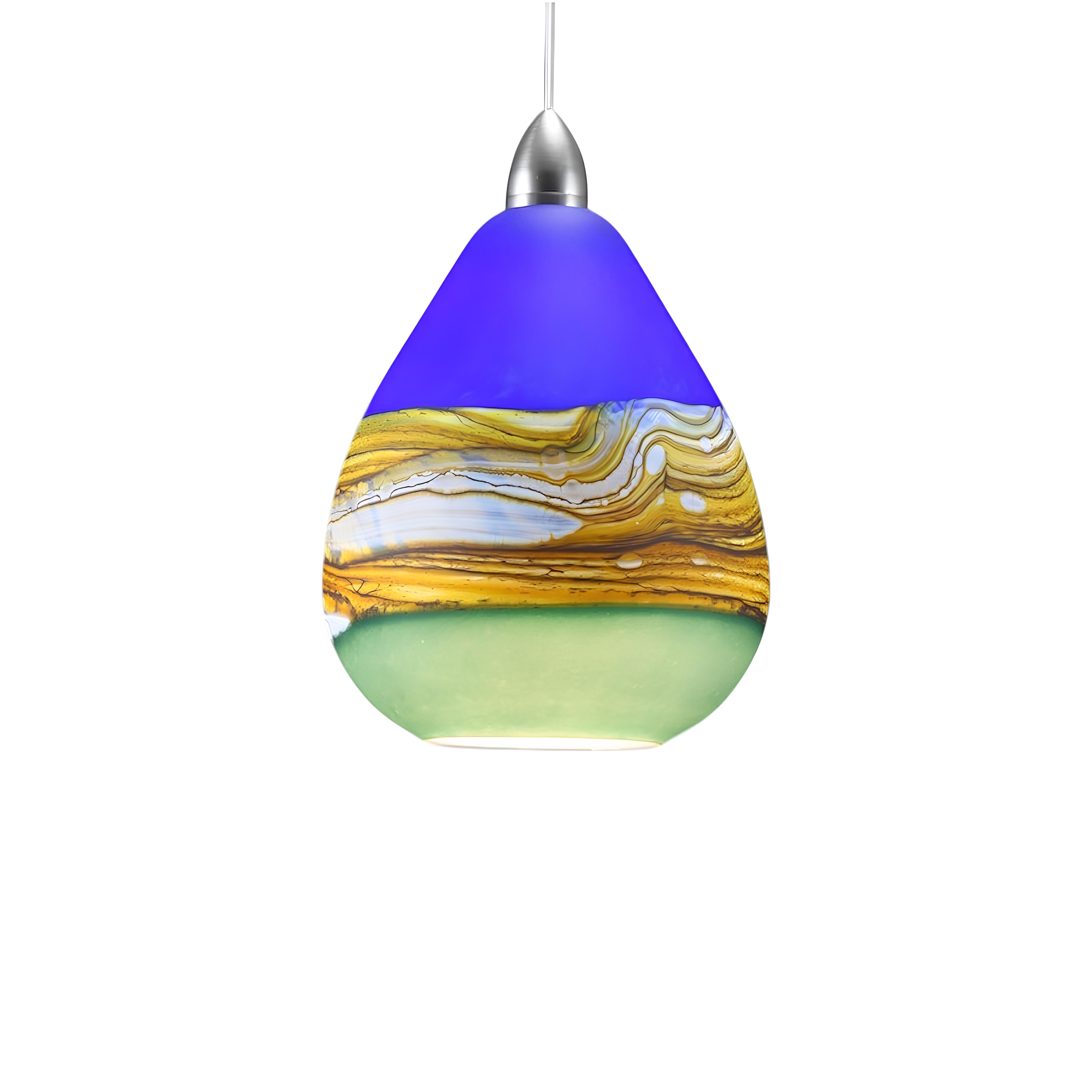 Teardrop Strata Pendant in Cobalt & Sage