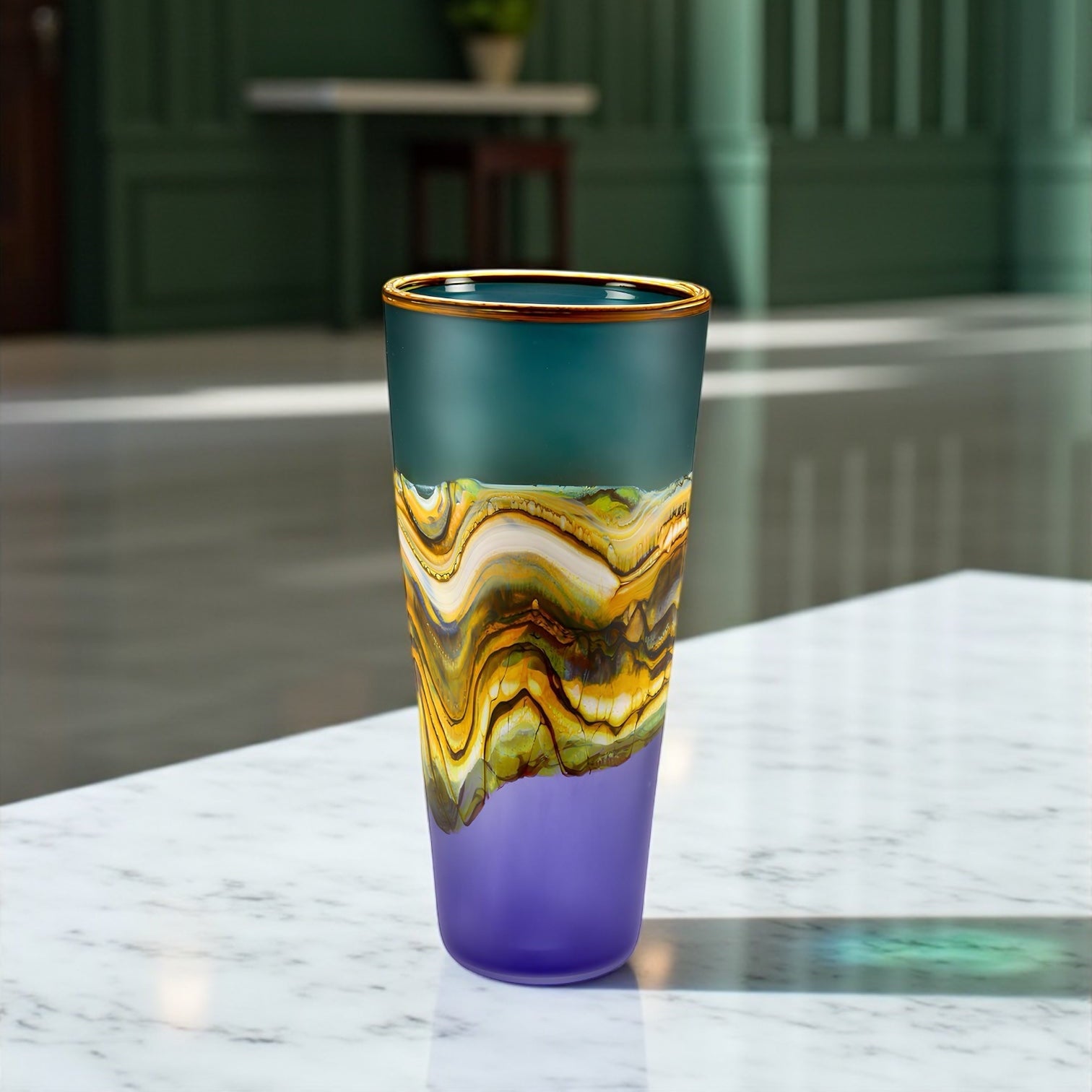 Translucent Strata Cone in sage and amethyst