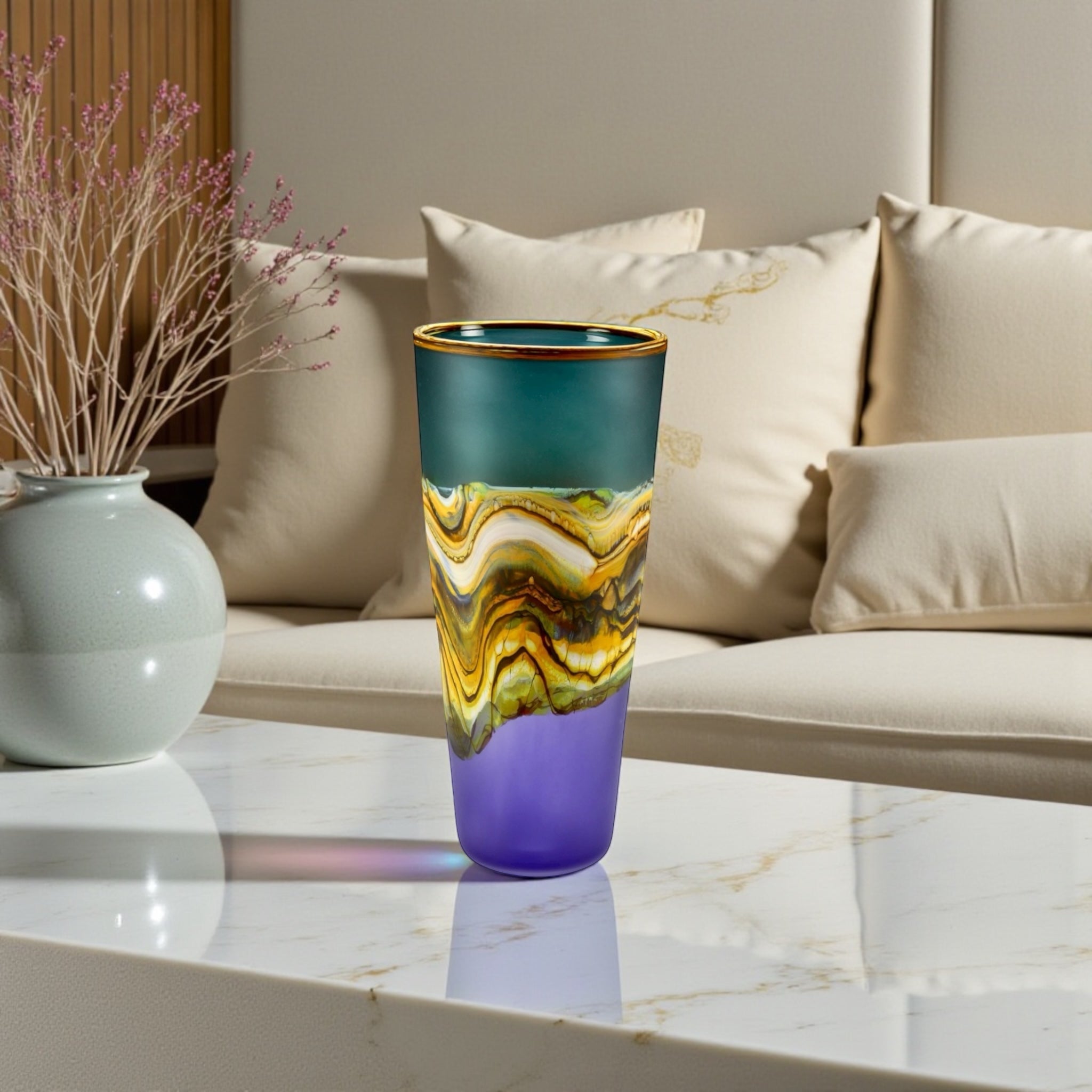 Translucent Strata Cone in sage and amethyst