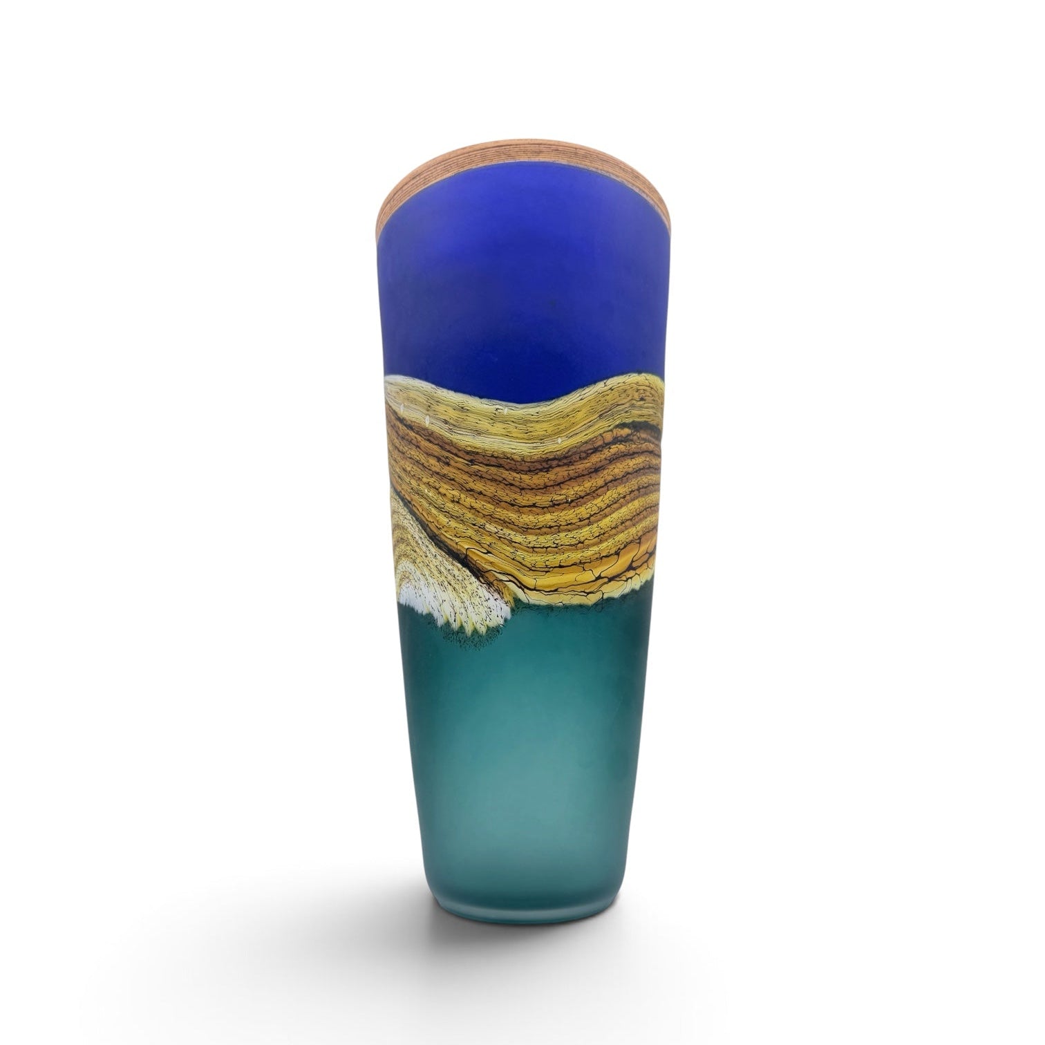 Translucent Strata Cone in sage and cobalt