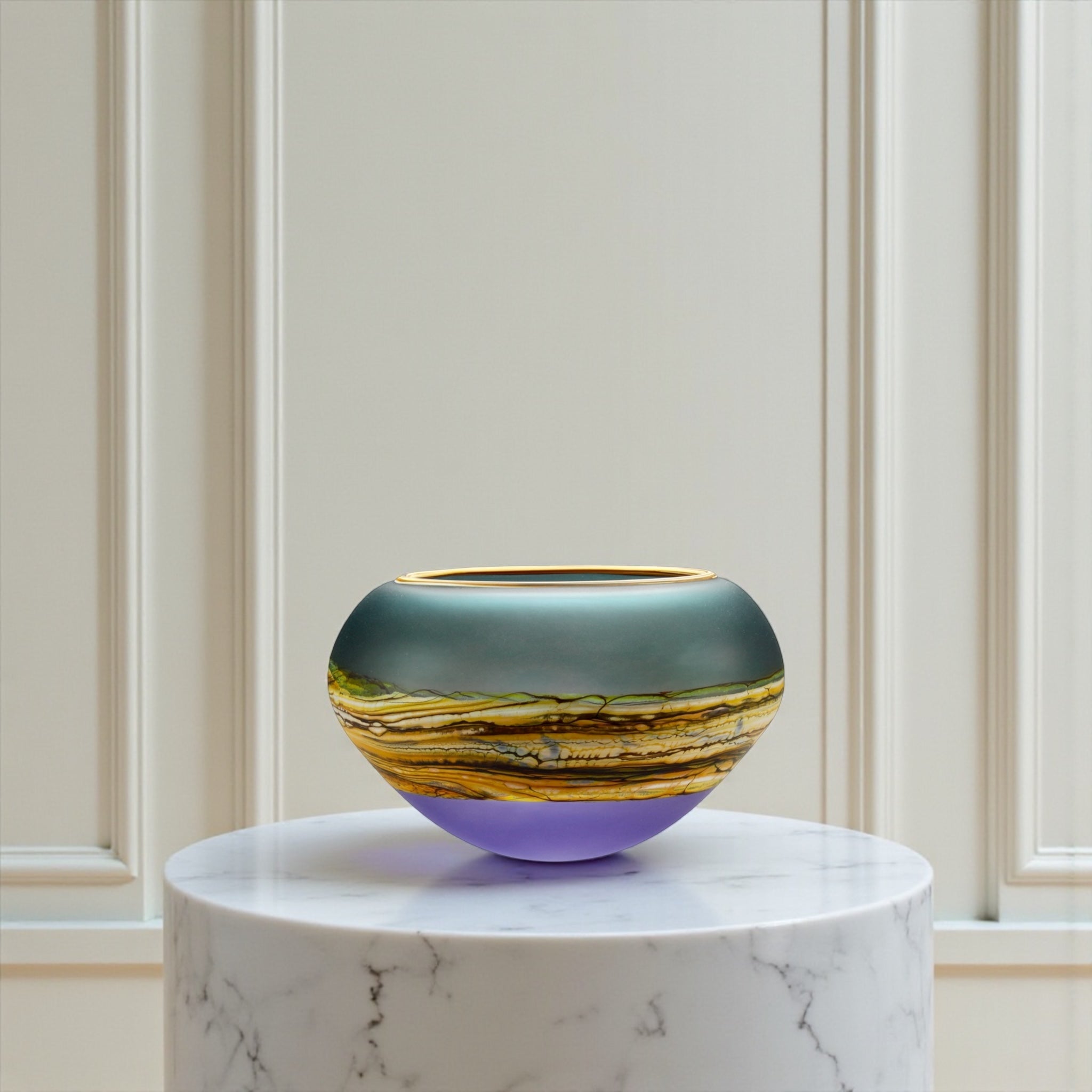 Translucent Strata Open Bowl in sage and amethyst