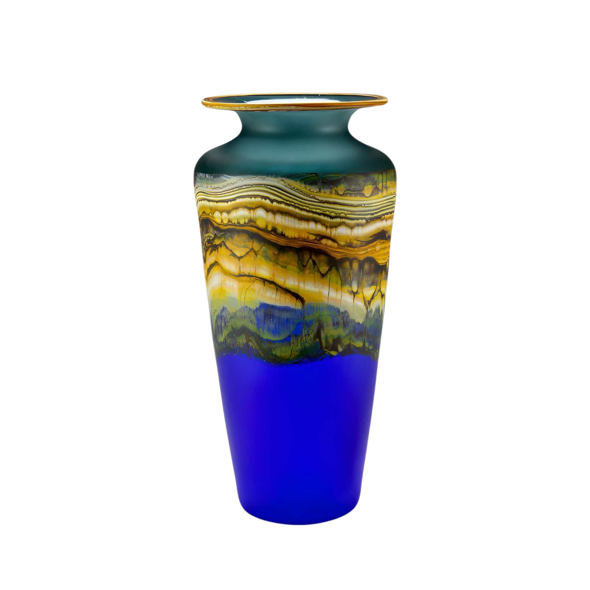 Translucent Strata Urn in sage and cobalt