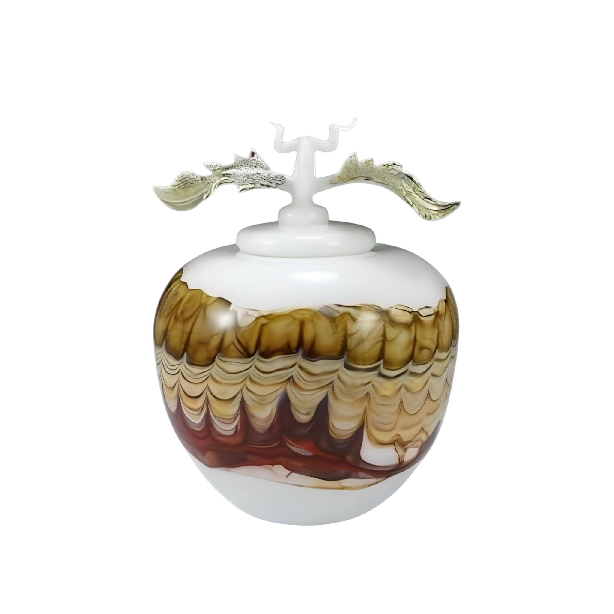 White Opal with Charcoal Covered Sphere with Avian Finial