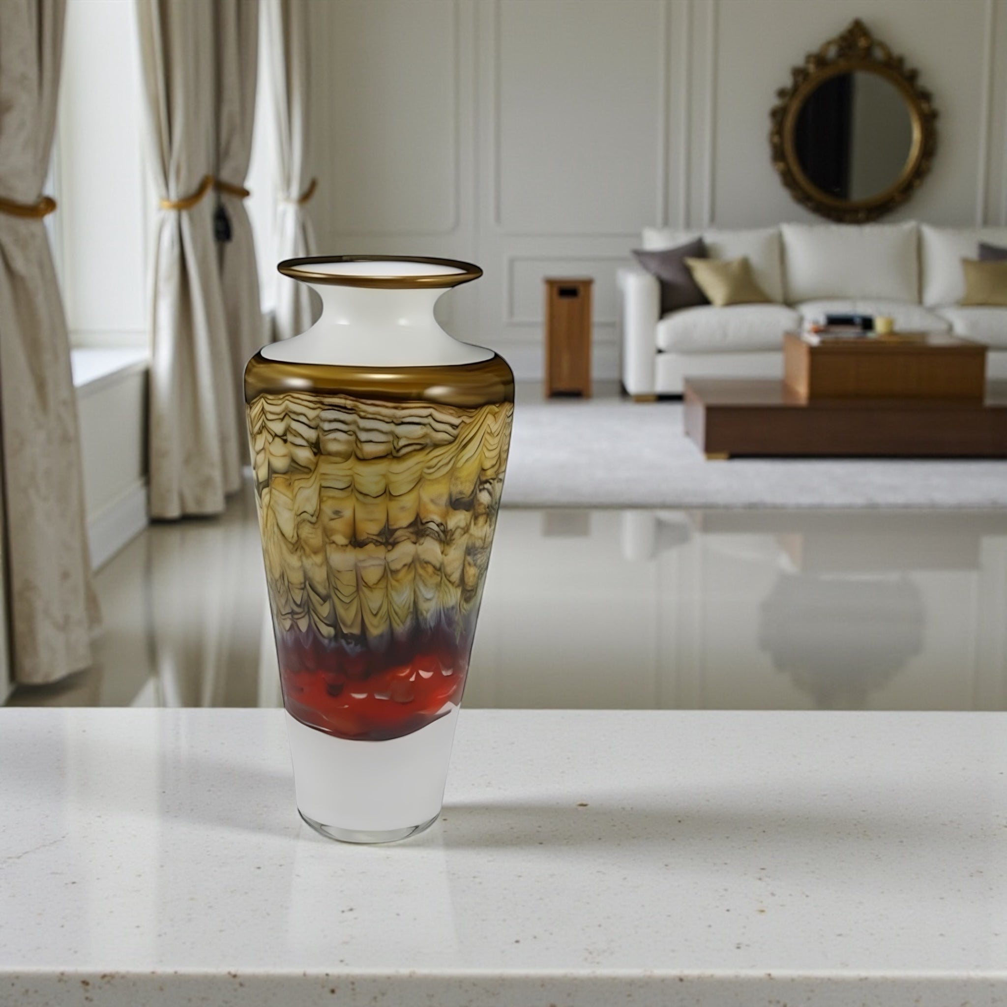 White Opal with Charcoal Urn