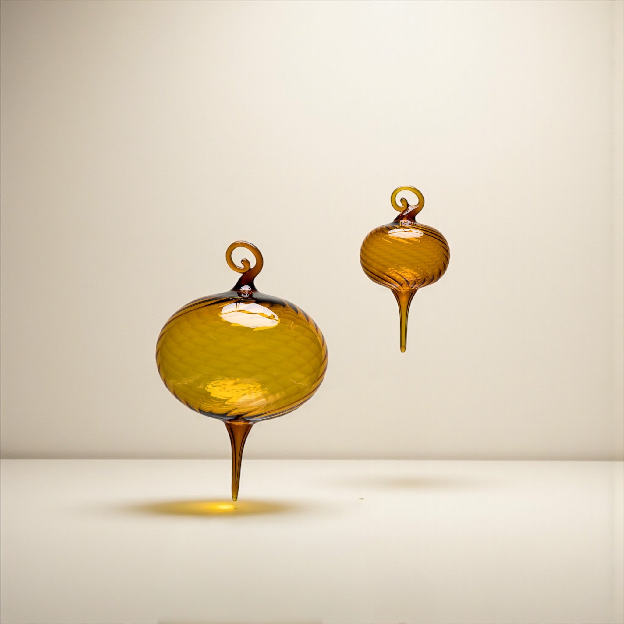Amber Optic Twist Ornament – Hand-Blown Glass Ornament