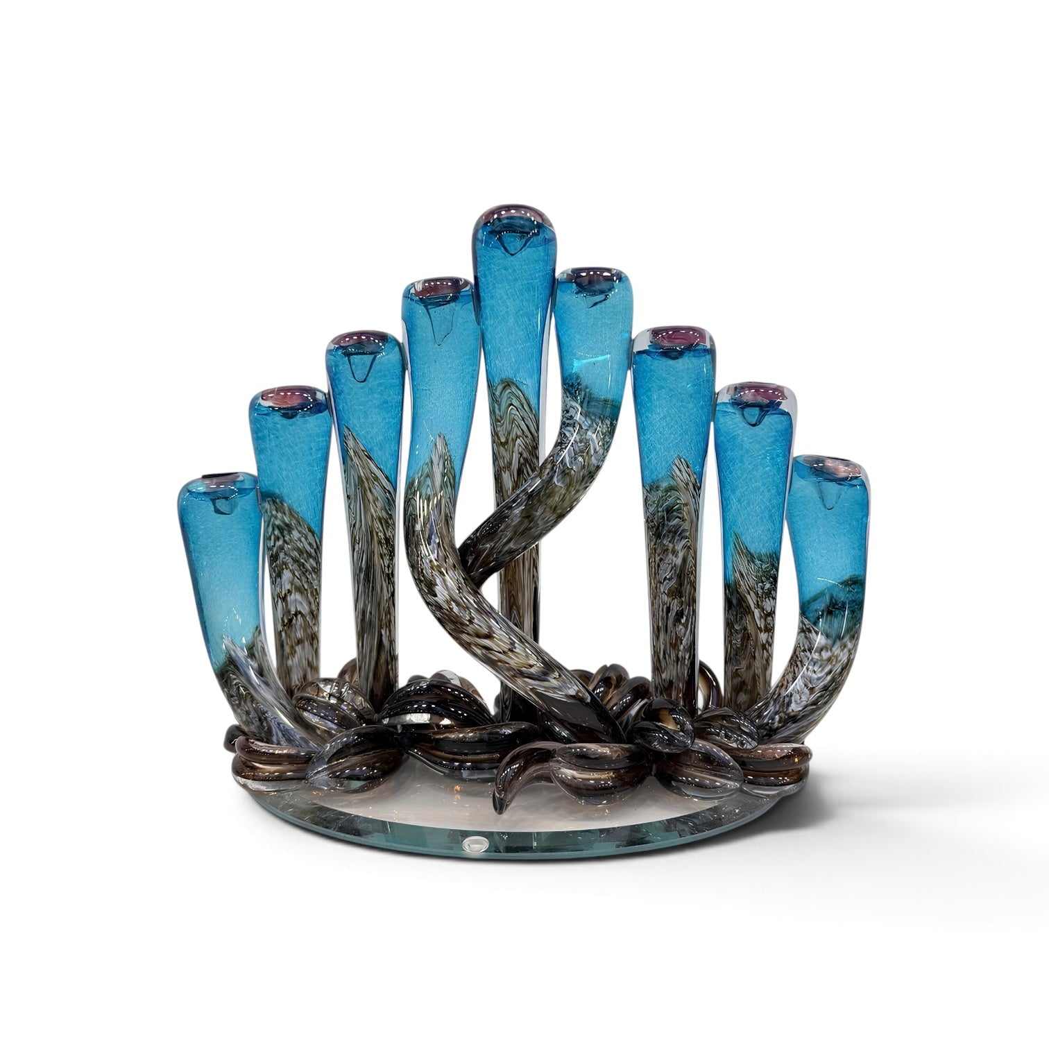 Cyan Swirly Menorah