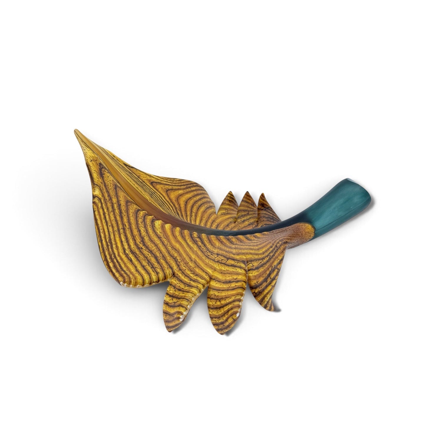 Arbor leaf glass sculpture in gold brown with sage stem