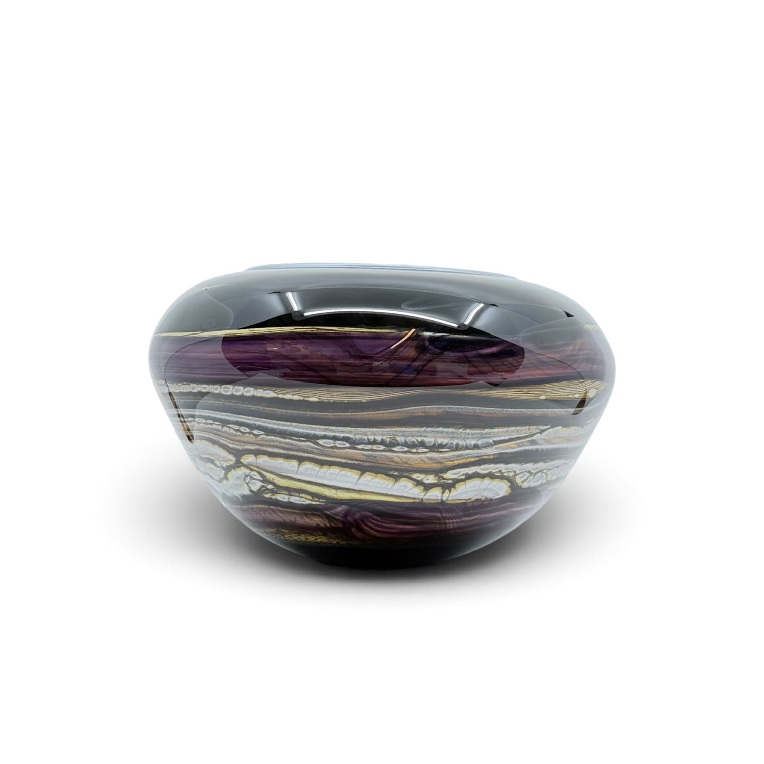 Black Opal With Amethyst Open Bowl with Metallic Lip