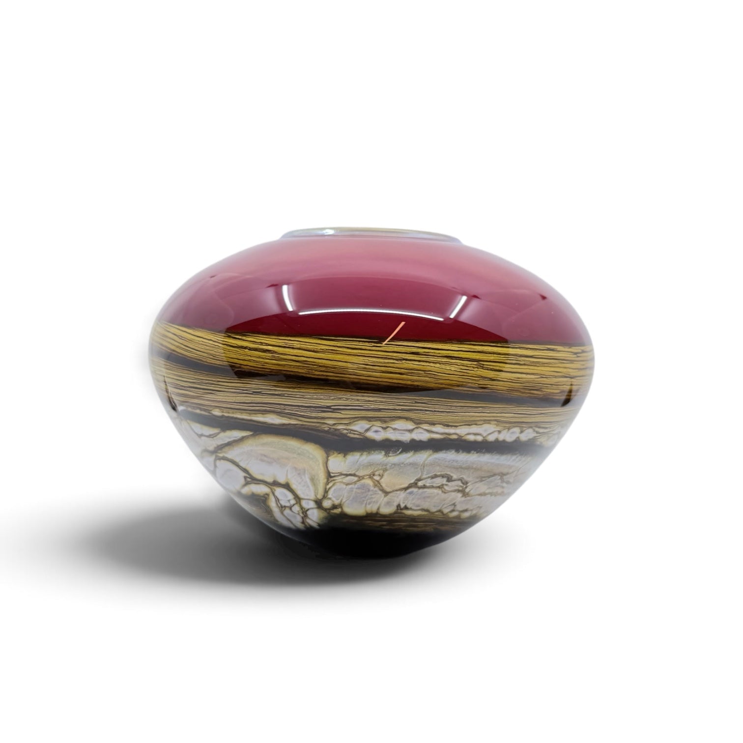 Ruby Strata Open Bowl with Metallic Lip