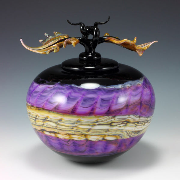 Amethyst and Black Opal Covered Sphere with Avian Finial