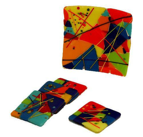 Colorful Fused Glass Coasters