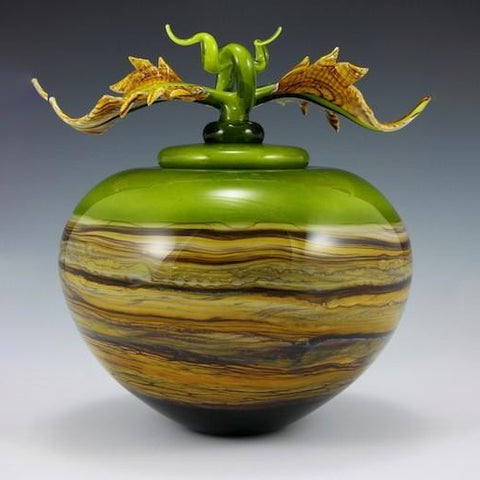 Lime Strata Sphere with Avian Finial