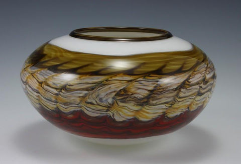 White Opal Open Bowl with Metallic Lip