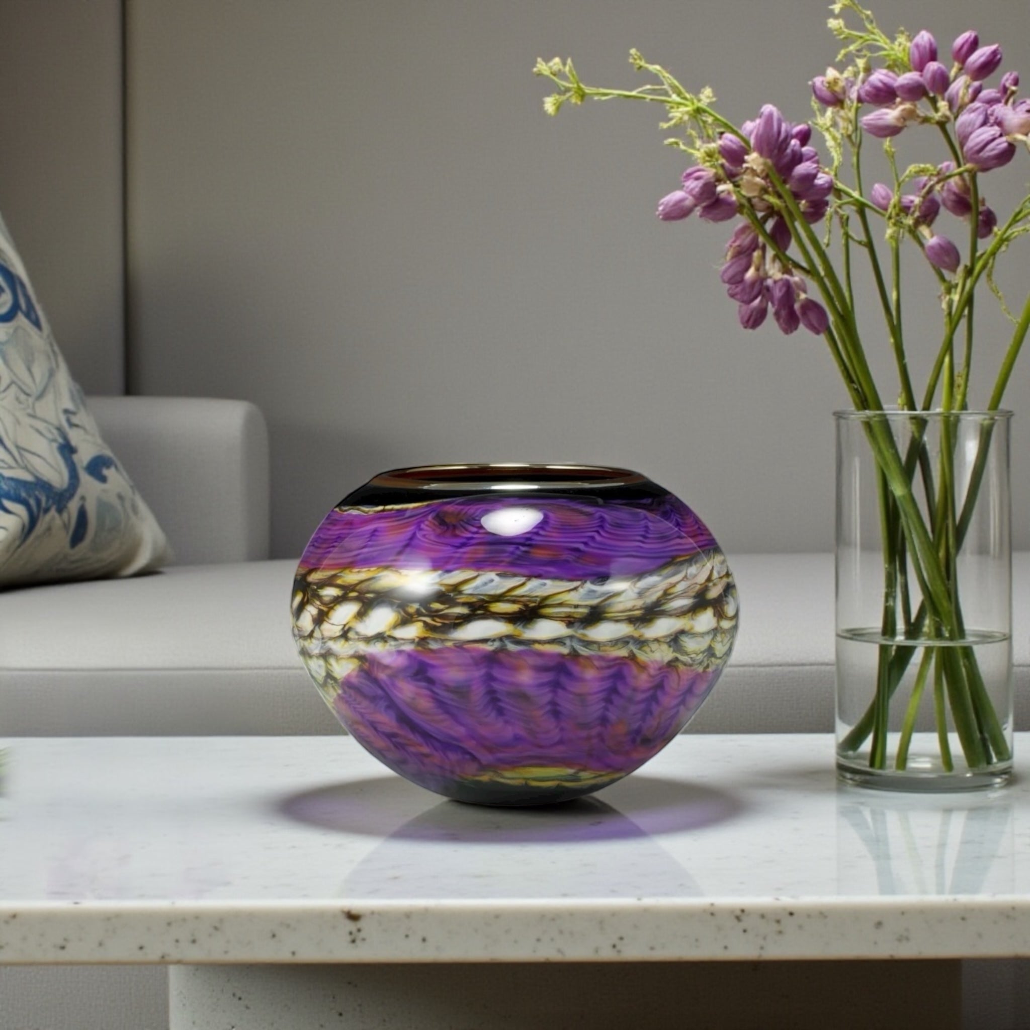 Amethyst Opal Open Bowl with Metallic Lip