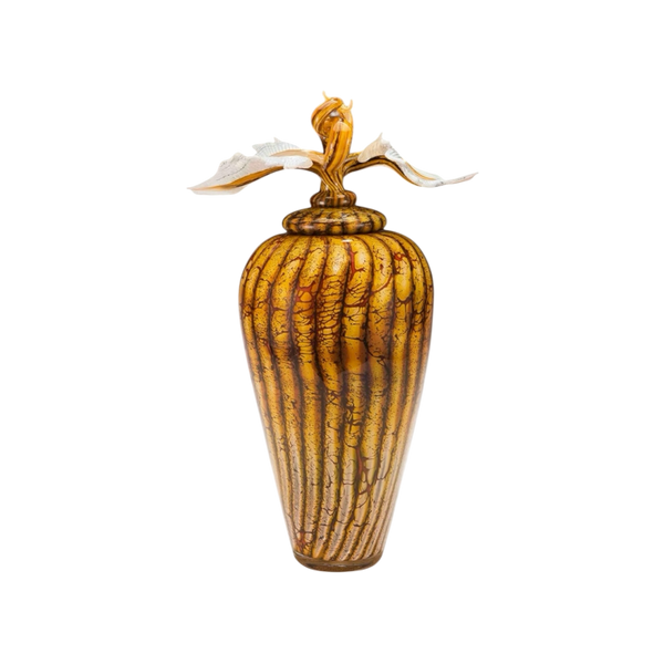 Batik Covered Jar with Avian Finial