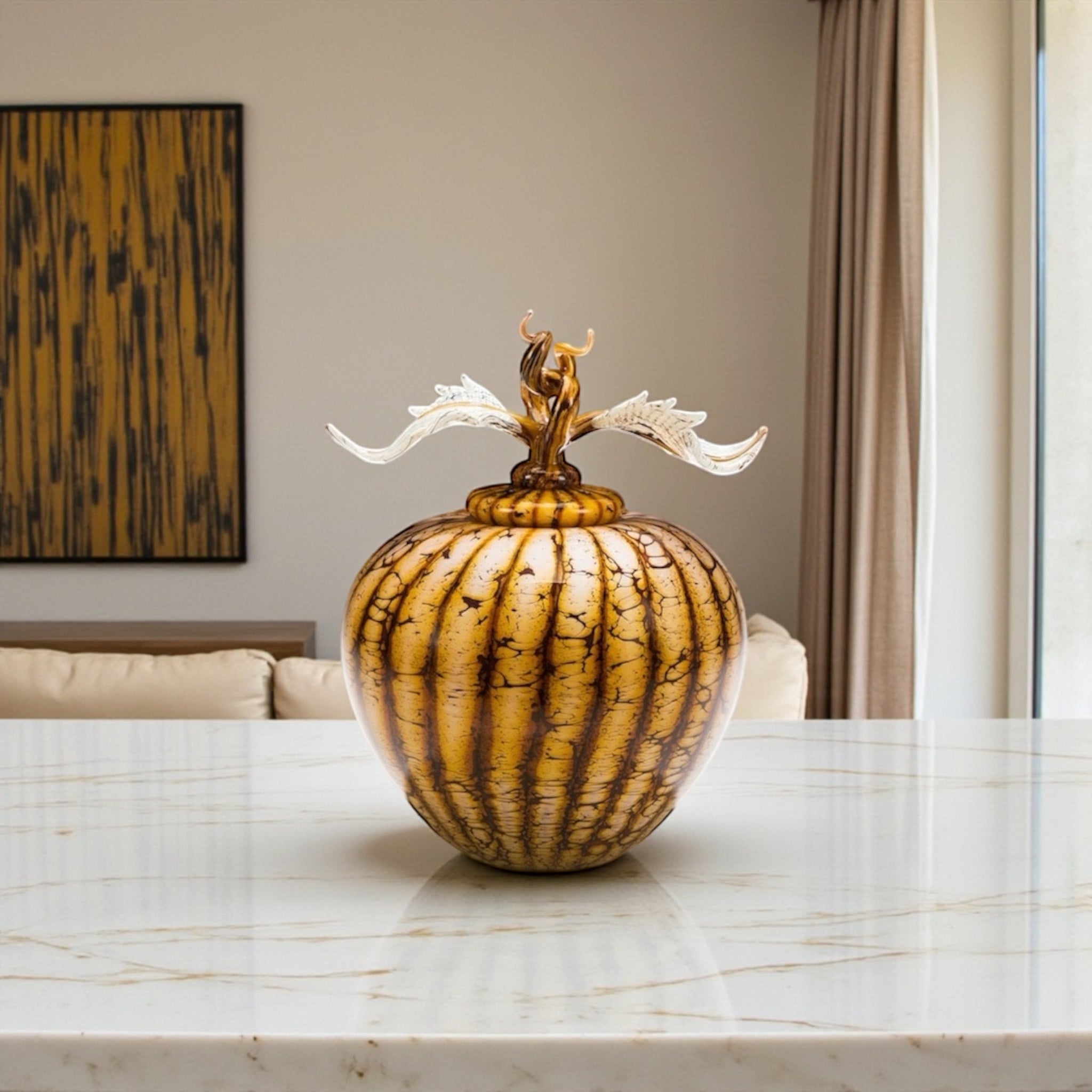 Batik Covered Sphere with Avian Finial