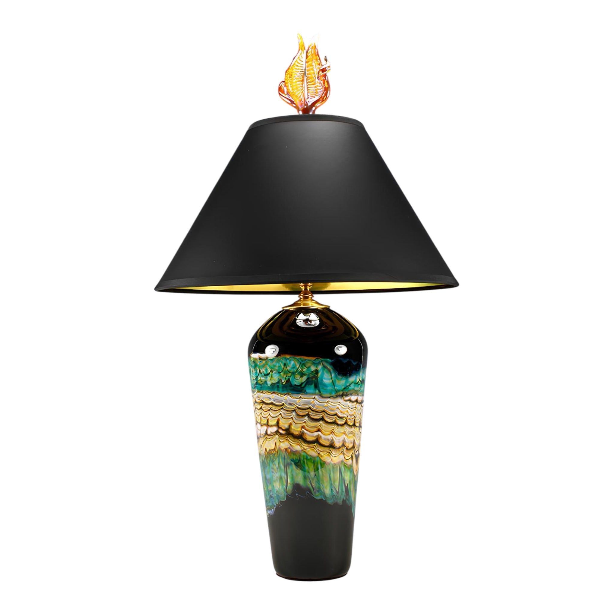 Black Opal Art Glass Table Lamps - Handcrafted Sculpture Meets Functional Light