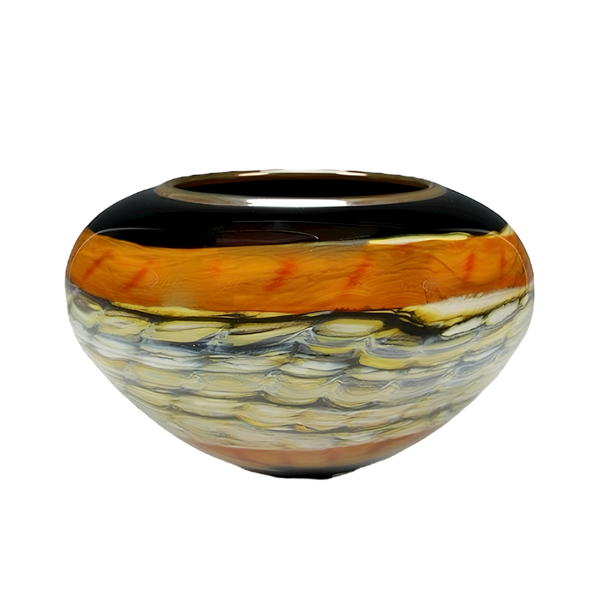 Black Opal With Tangerine Open Bowl with Metallic Lip