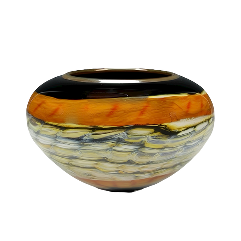Black Opal With Tangerine Open Bowl with Metallic Lip