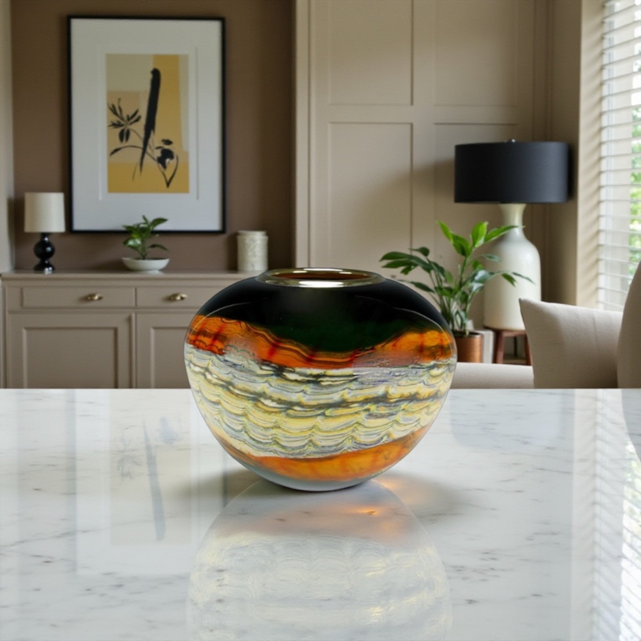 Black Opal With Tangerine Sphere With Metallic Lip