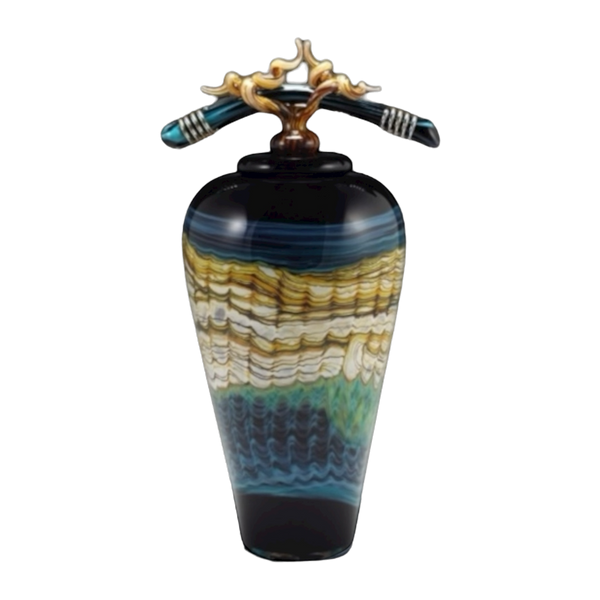 Black Opal With Turquoise Jar with Bone & Tendril Finial