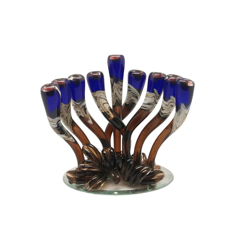 Blue Swirly Menorah