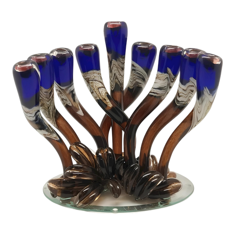 Blue Swirly Menorah