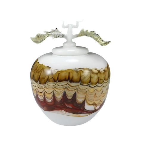 Charcoal Opal Covered Sphere With White Avian Finial