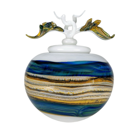 White Opal With Coastal Covered Sphere with Avian Finial