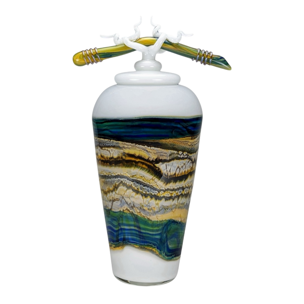 White Opal With Coastal Jar with Bone & Tendril Finial