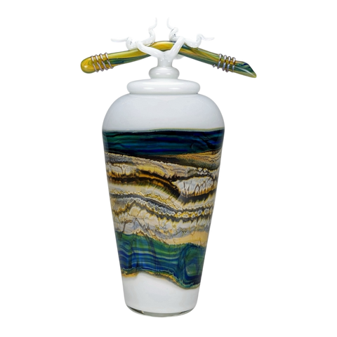 White Opal With Coastal Jar with Bone & Tendril Finial