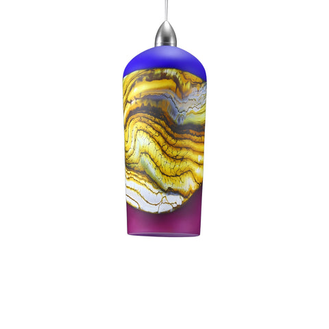 Cylindrical Strata Pendant in Cobalt & Red Amethyst